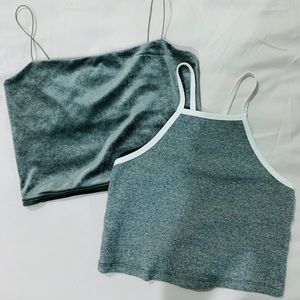 Grey crop top set halter + straight neck